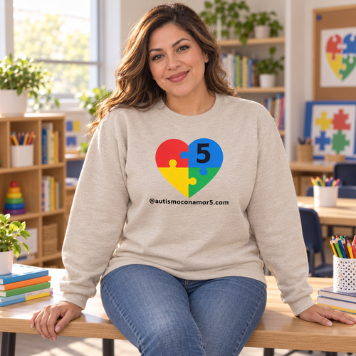 Sudadera de Cuello Redondo Unisex Autismo con Amor 5