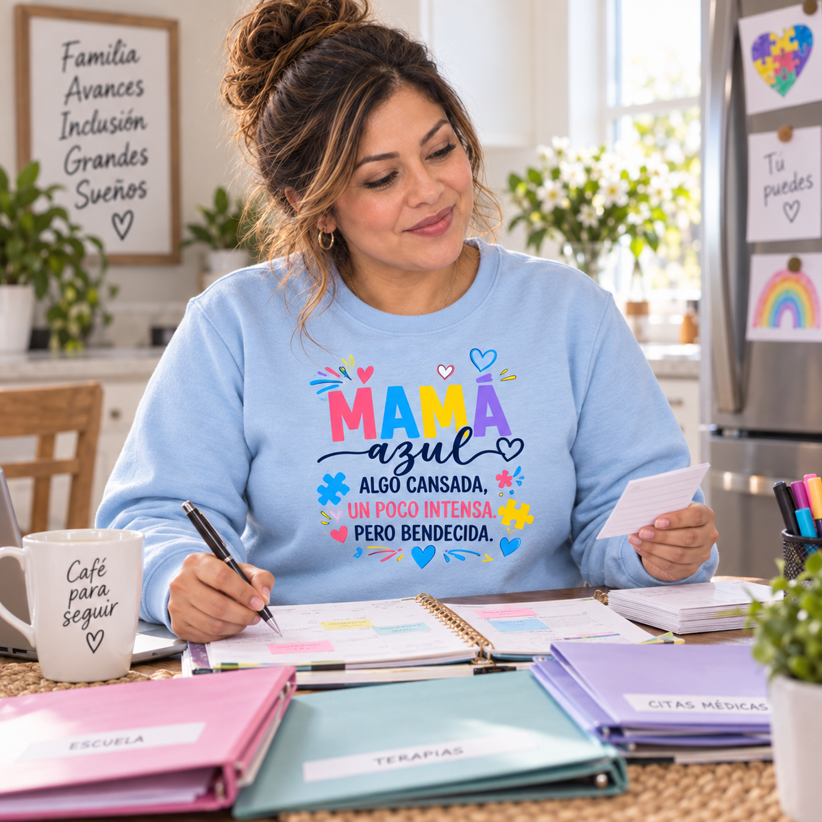 Sudadera Mamá Azul – Algo cansada, un poco intensa, pero bendecida