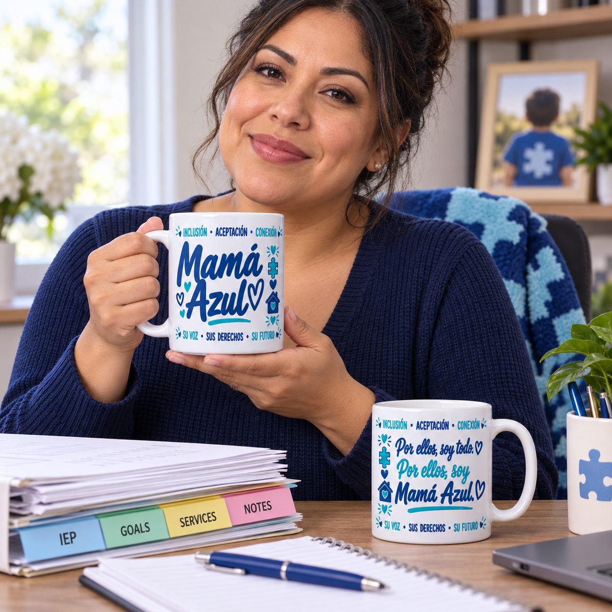 Taza Mamá Azul – Amor, Fuerza y Propósito